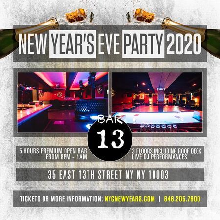 Bar 13 NYC New Year’s Eve 2020 at Bar 13 on Tue, Dec 31st, 2019 - 8:00 pm