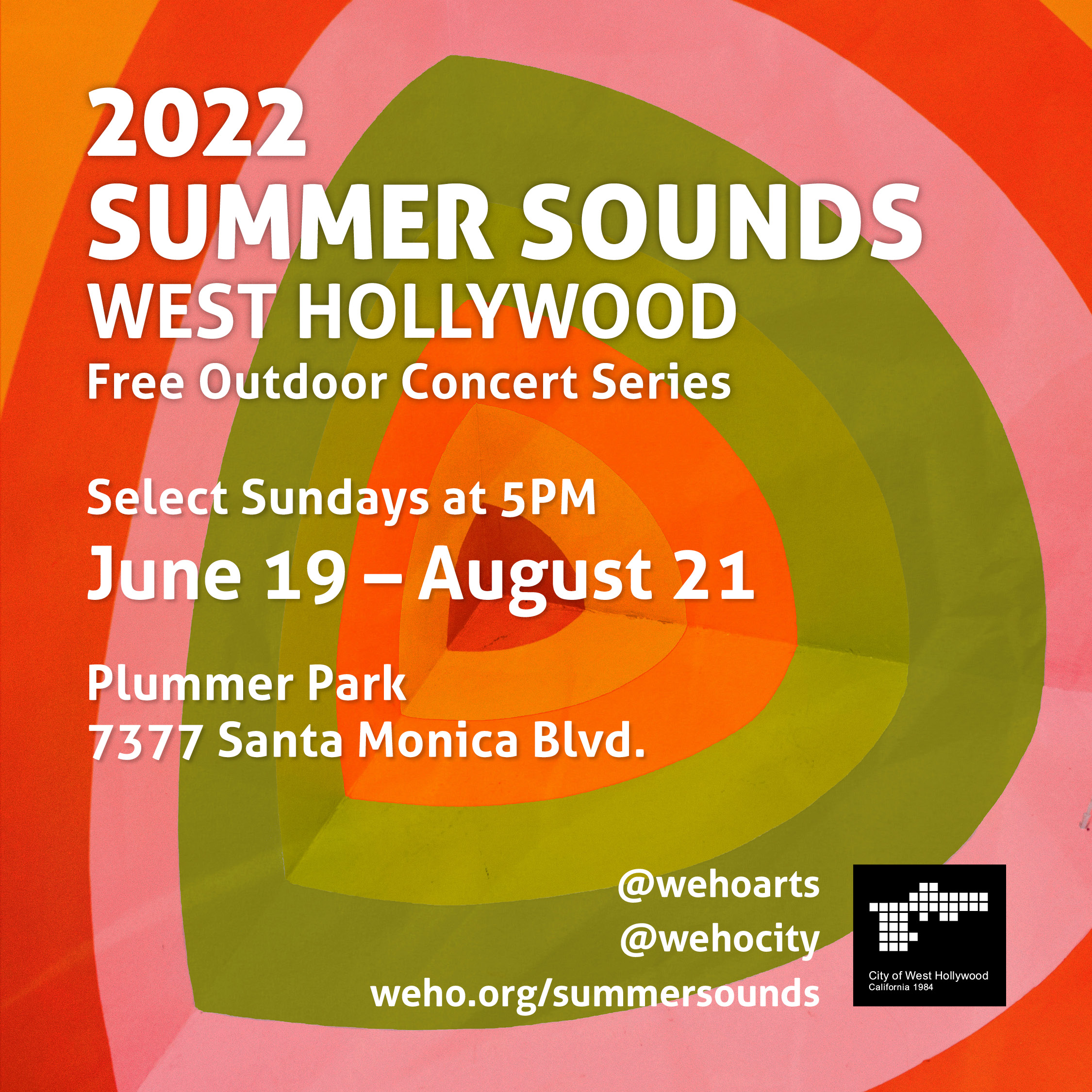 Summer Sounds 2022 at Plummer Park on Sun, Jun 19th, 2022 500 pm