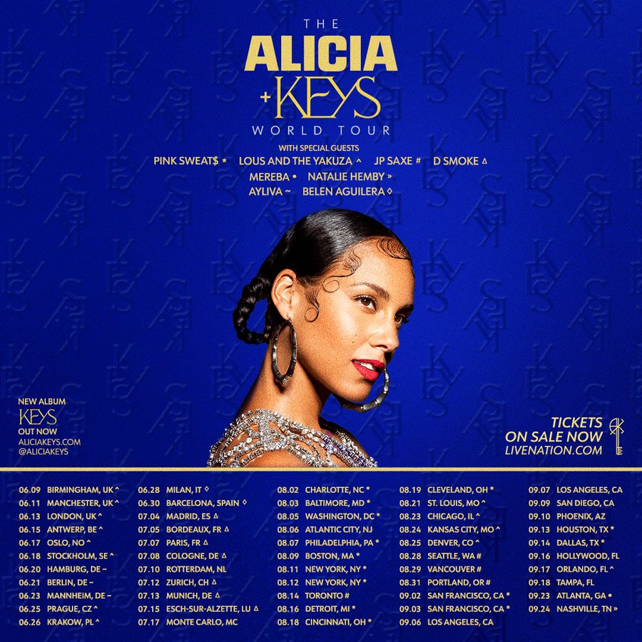 Alicia Keys World Tour at Pier Six Pavilion on Wed, Aug 3rd, 2022 800 pm