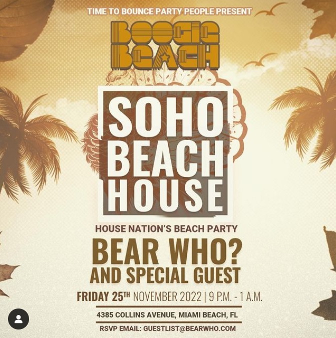 Time to Bounce Party People present Boogie Beach at Soho Beach House on ...