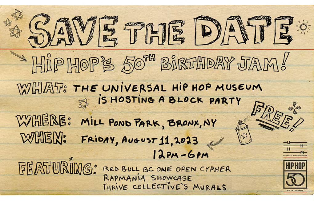 The 50th Anniversary of HipHop at Mill Pond Park on Fri, Aug 11th