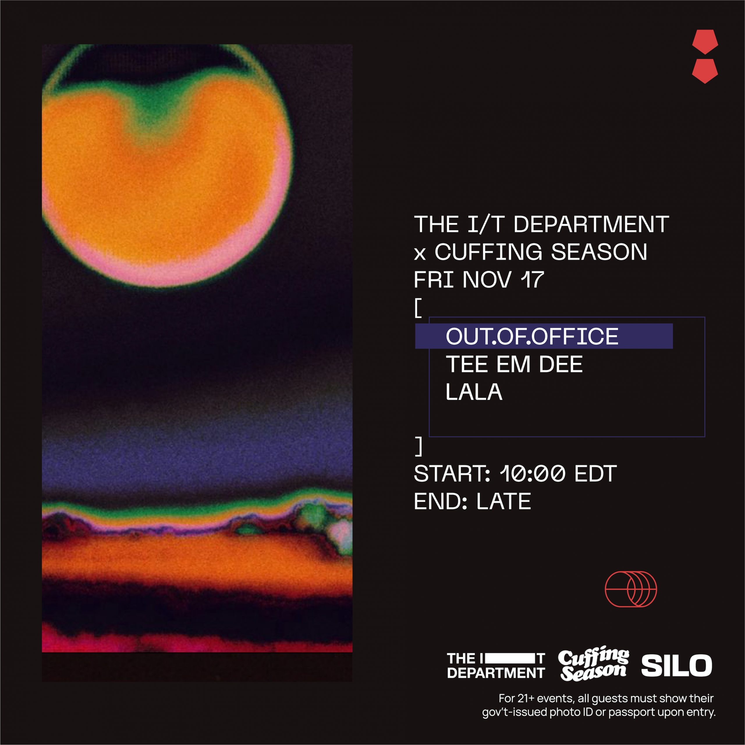 THE I/T DEPARTMENT x CUFFING SEASON PARTY at SILO Brooklyn on Fri, Nov ...